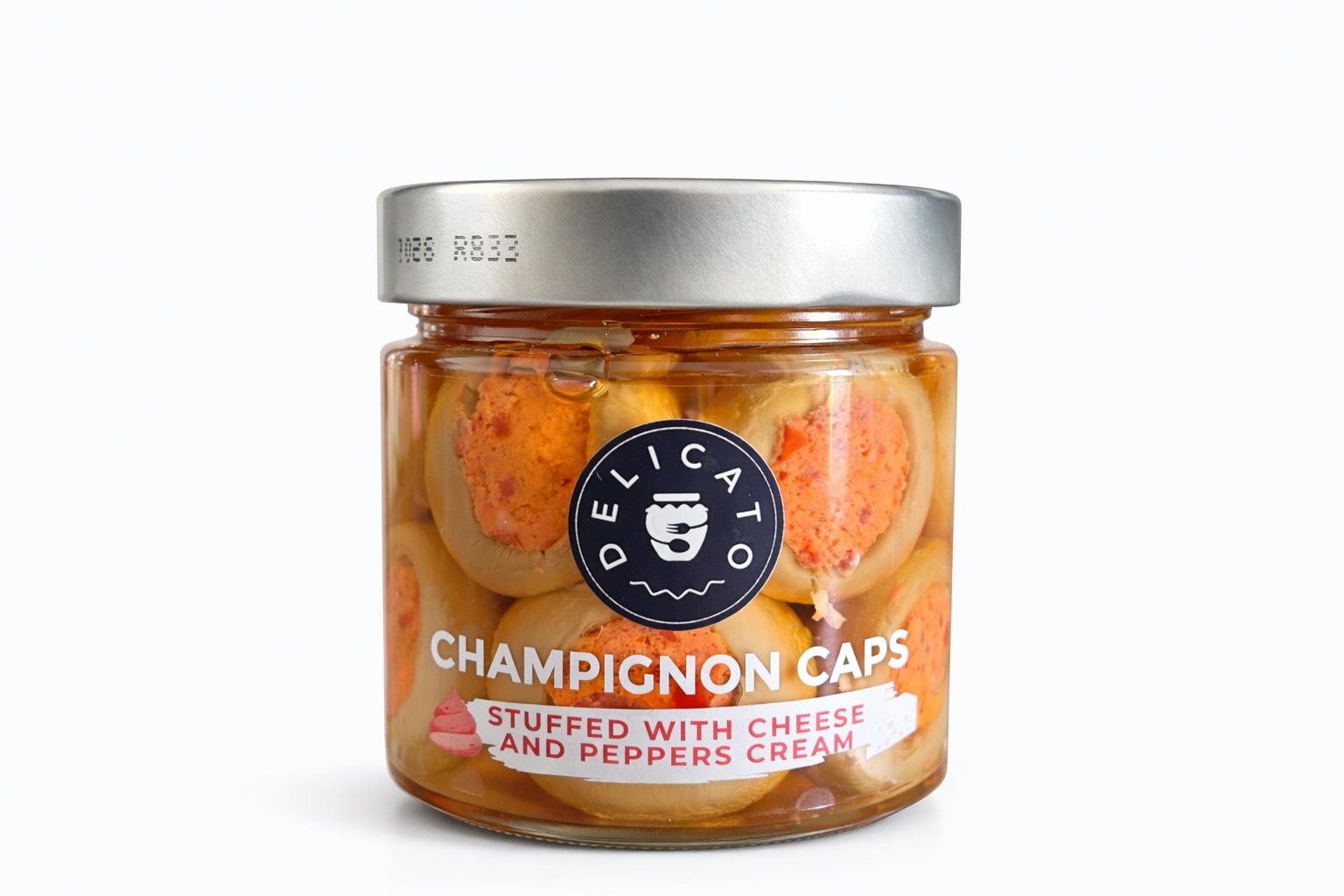 Žampiony plněné sýrem ricotta a paprikovým krémem